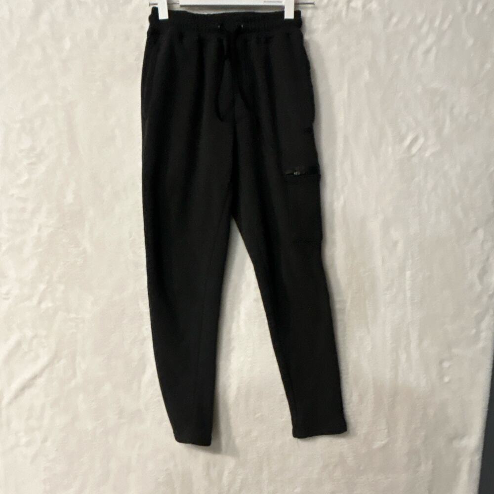 LEG3ND Women's Black Jogger Pants S Drawstring Waist Zipper Pockets 28" Inseam